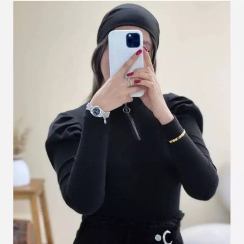 بادی استین پفی نبم زیپ