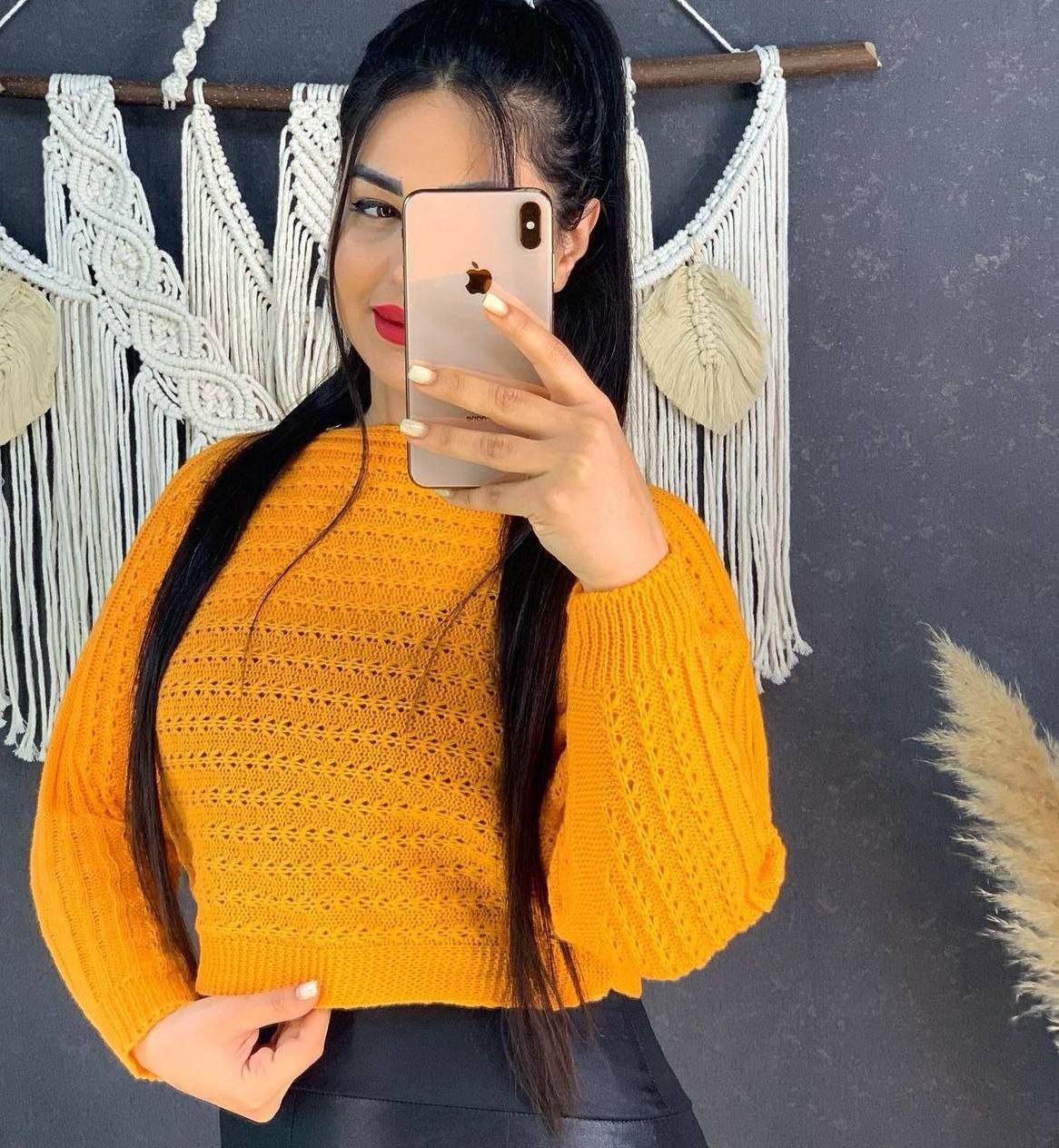 کراپ بافت فندقی آستین بلند