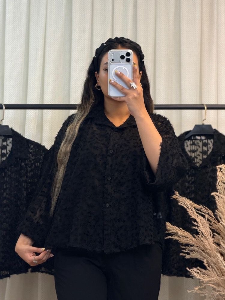 شومیز شیشه ای پر باکسی زنانه